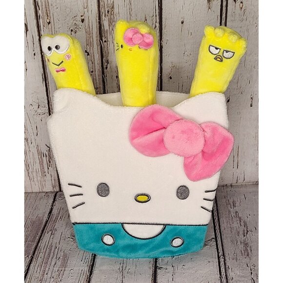 10" Kidrobot x Sanrio Hello Kitty Plush Box w/ 3 Fries Keroppi Food Funny Cat - Picture 1 of 6